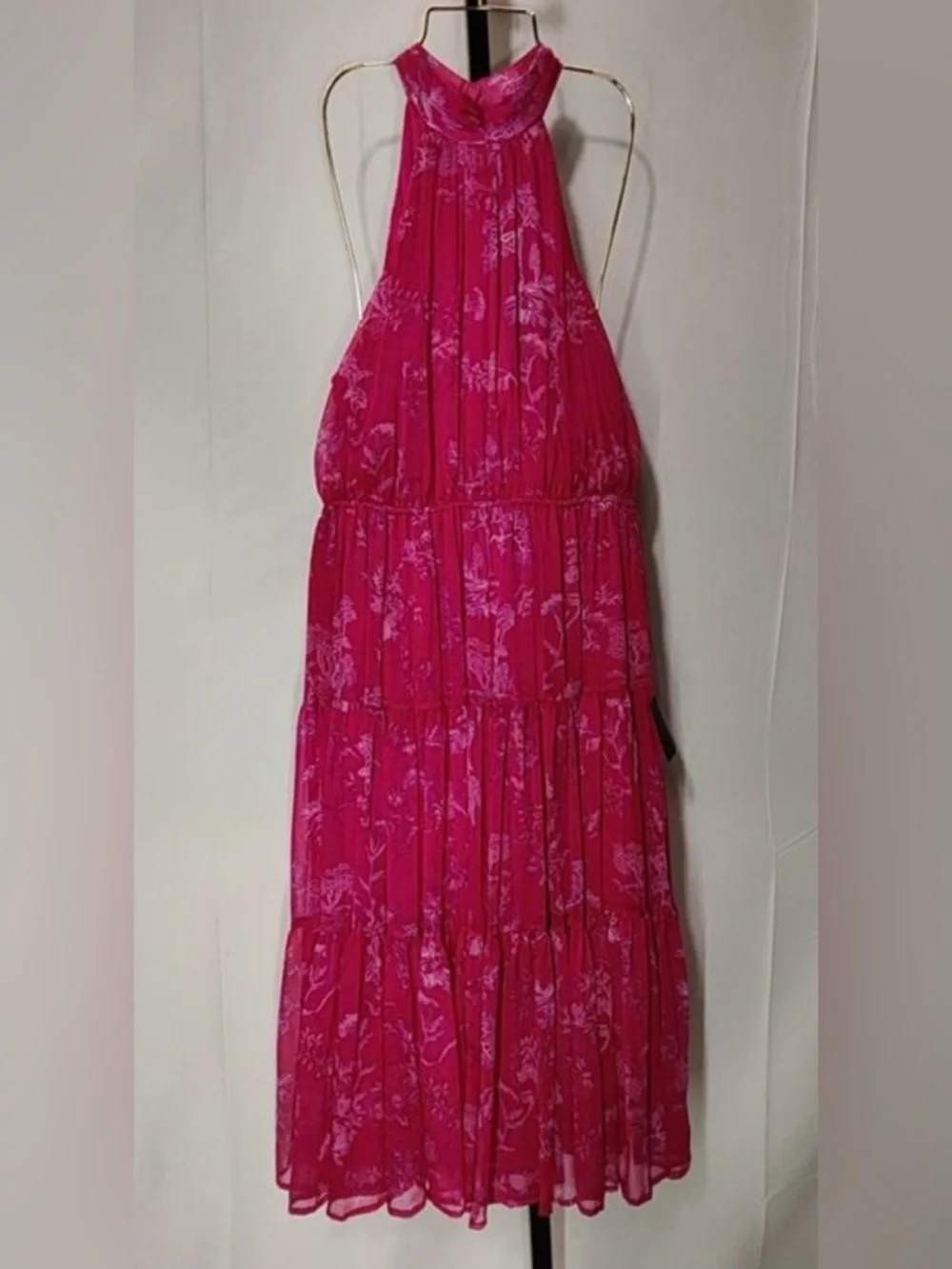Lulus Float to You Halter-Neck Tiered Midi Dress L NWT - Picture 4 of 7